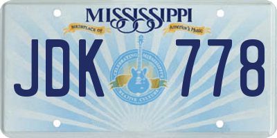 MS license plate JDK778