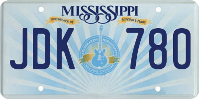 MS license plate JDK780