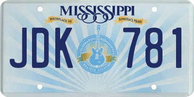 MS license plate JDK781