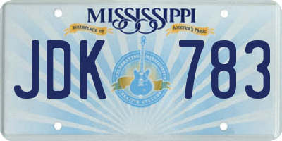 MS license plate JDK783