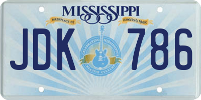 MS license plate JDK786