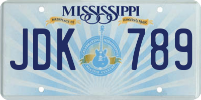 MS license plate JDK789