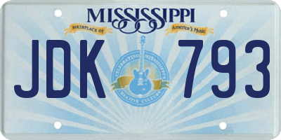 MS license plate JDK793