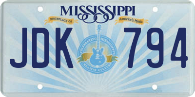 MS license plate JDK794