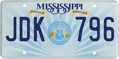 MS license plate JDK796