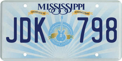 MS license plate JDK798