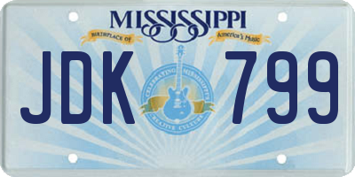 MS license plate JDK799