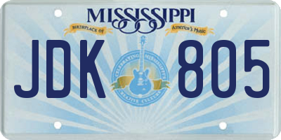 MS license plate JDK805