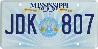 MS license plate JDK807