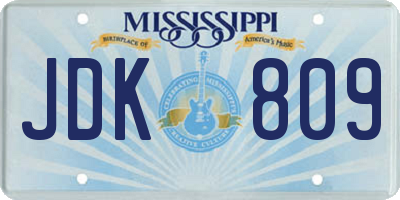 MS license plate JDK809