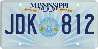 MS license plate JDK812
