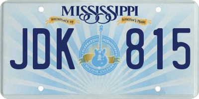 MS license plate JDK815