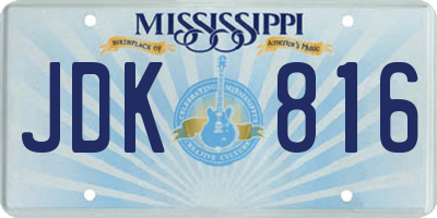 MS license plate JDK816