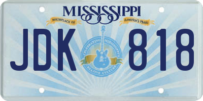 MS license plate JDK818