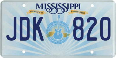 MS license plate JDK820