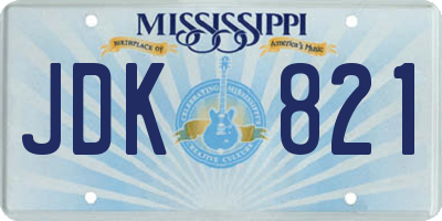 MS license plate JDK821
