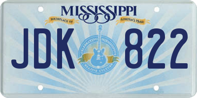 MS license plate JDK822