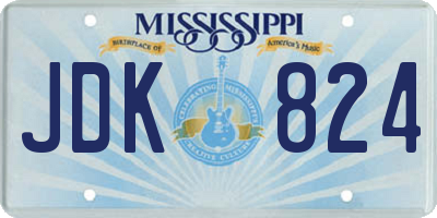 MS license plate JDK824