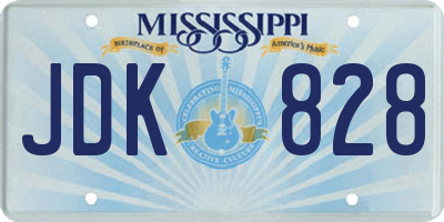 MS license plate JDK828