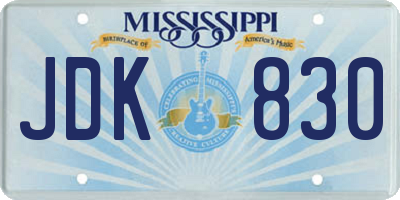 MS license plate JDK830