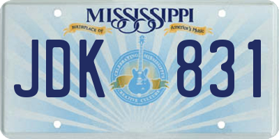 MS license plate JDK831