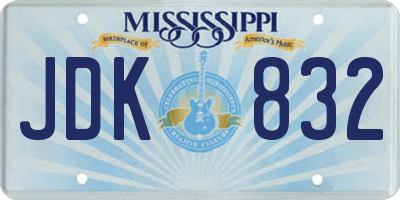 MS license plate JDK832