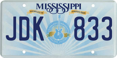 MS license plate JDK833