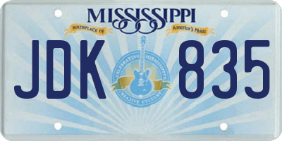 MS license plate JDK835
