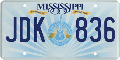 MS license plate JDK836