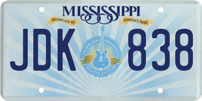 MS license plate JDK838