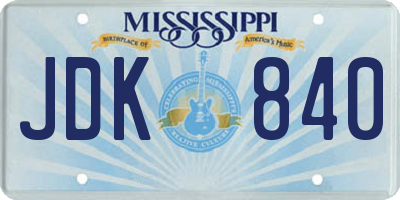 MS license plate JDK840