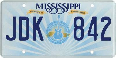 MS license plate JDK842