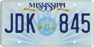 MS license plate JDK845