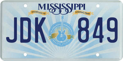 MS license plate JDK849