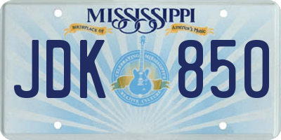MS license plate JDK850