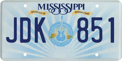 MS license plate JDK851