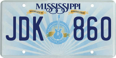 MS license plate JDK860