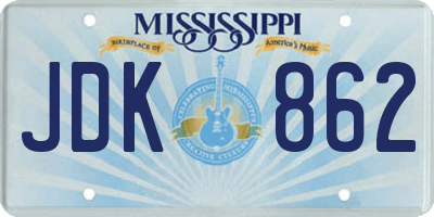 MS license plate JDK862
