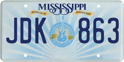 MS license plate JDK863