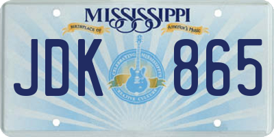 MS license plate JDK865