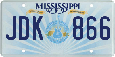 MS license plate JDK866