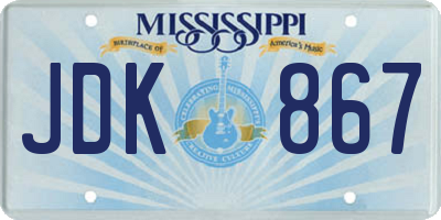 MS license plate JDK867