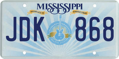 MS license plate JDK868