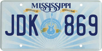 MS license plate JDK869