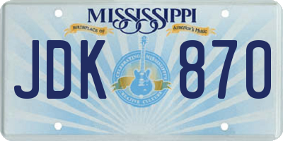 MS license plate JDK870