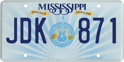 MS license plate JDK871