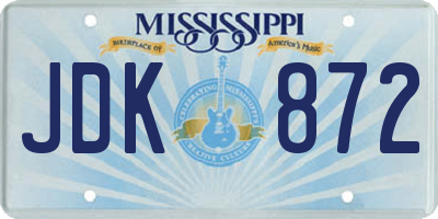 MS license plate JDK872