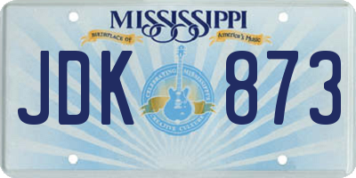 MS license plate JDK873