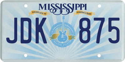 MS license plate JDK875