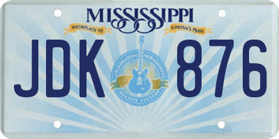 MS license plate JDK876